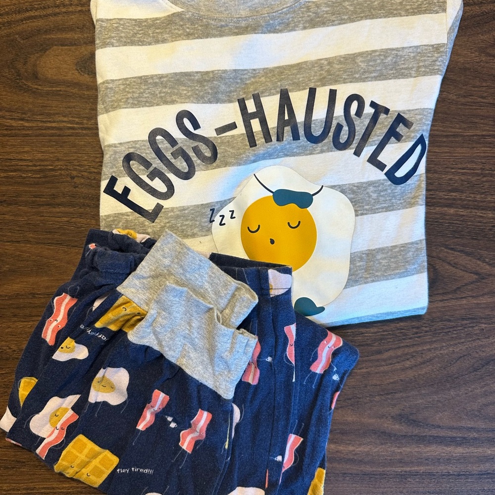 Carter's Gray and Blue Pajama Set with Fun Breakfast Print